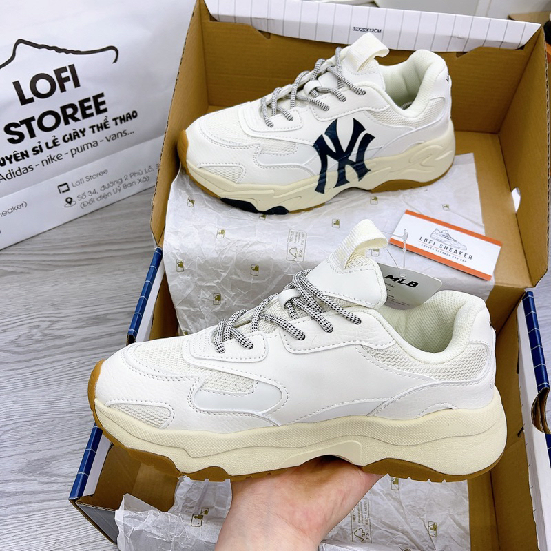 Giày M.LB chunky bigball lite N.Y đen trắng, giày ML B bigball trắng kem đế nâu cao cấp