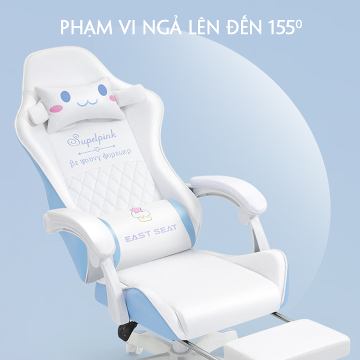 Ghế Gaming Công Thái Học Nệm Cao Su Non Bọc Da PU Cao Cấp,Ghế Game EAST SEAT Xoay 360 độ có ngả lưng nâng hạ độ cao