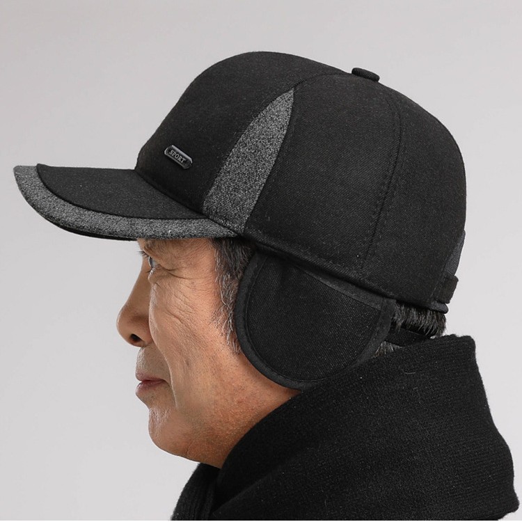 Mũ lưỡi trai có lót che tai giữ ấm mùa đông quà tặng cho bố mẹ ông bà già trung niên tập thể thao