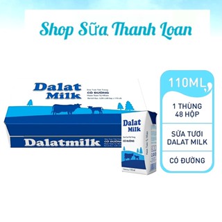 [HDS T1-2026] Thùng 48 Hộp Sữa tươi tiệt trùng Có Đường Dalat Milk 110ml.