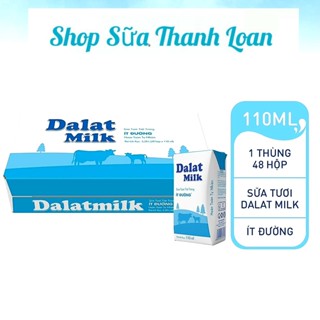 [HSD T3-2026] Thùng 48 hộp Sữa Tươi Tiệt Trùng Ít Đường Dalat Milk 110ml/hộp