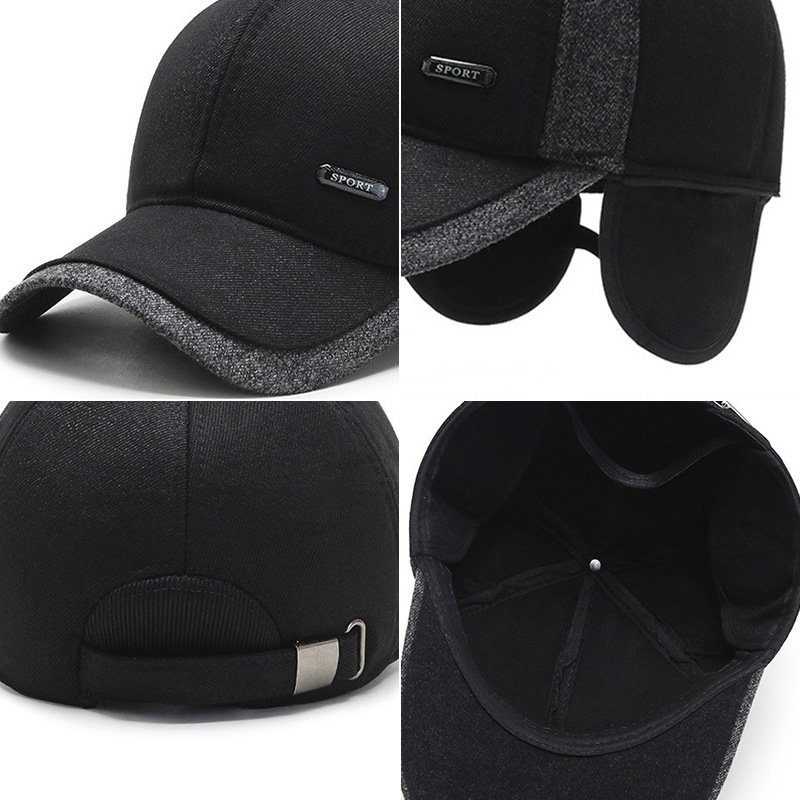 Mũ lưỡi trai có lót che tai giữ ấm mùa đông quà tặng cho bố mẹ ông bà già trung niên tập thể thao