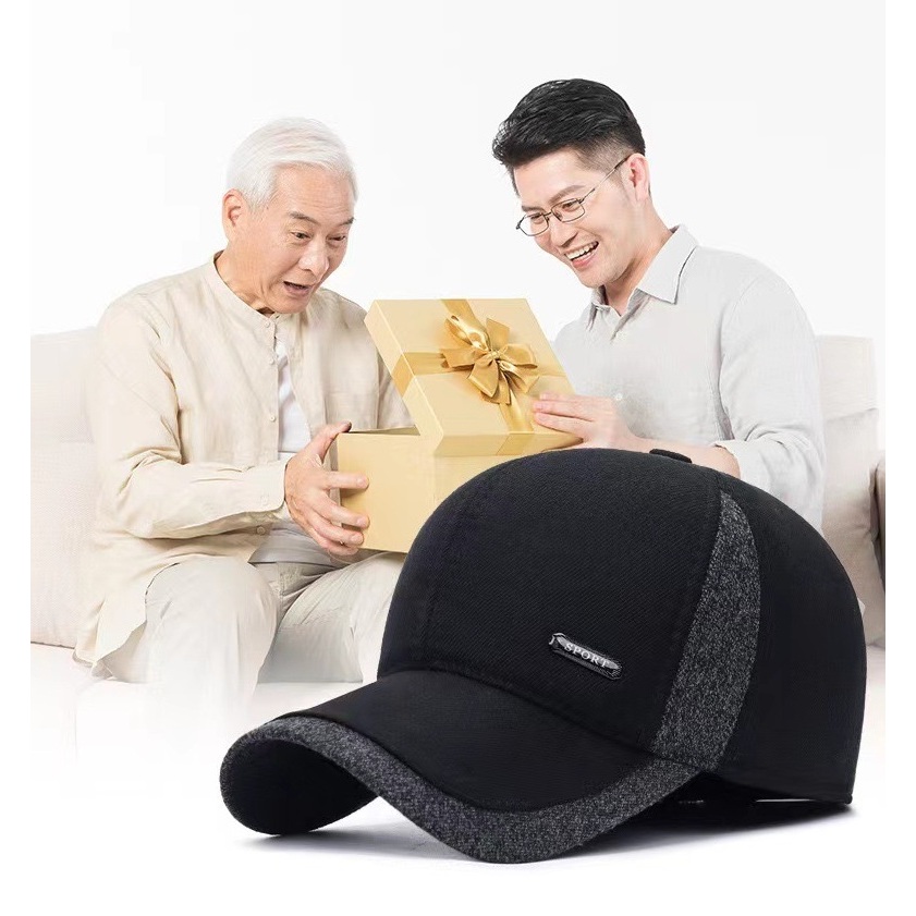 Mũ lưỡi trai có lót che tai giữ ấm mùa đông quà tặng cho bố mẹ ông bà già trung niên tập thể thao