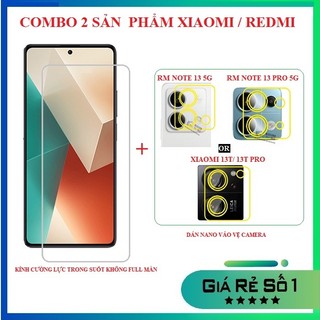 Combo Xiaomi 13T 13T Pro Redmi Note 13 Note 13 Pro Note 10 5G Kính cường lực trong suốt không full +Dán bảo vệ camera