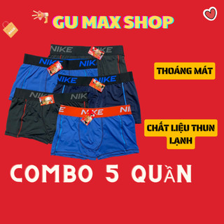 Combo 5 quần lót nam boxer thun lạnh,sịp xì đùi chất thun lạnh co giãn mềm mại thoáng mát thấm hút cao cấp