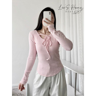 [Ảnh thật - Xưởng may] A079 - Áo thun tay dài dây buộc cổ 2 lớp chất tổ ong cao cấp