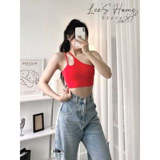 Áo Croptop Lệch Vai Hai Dây