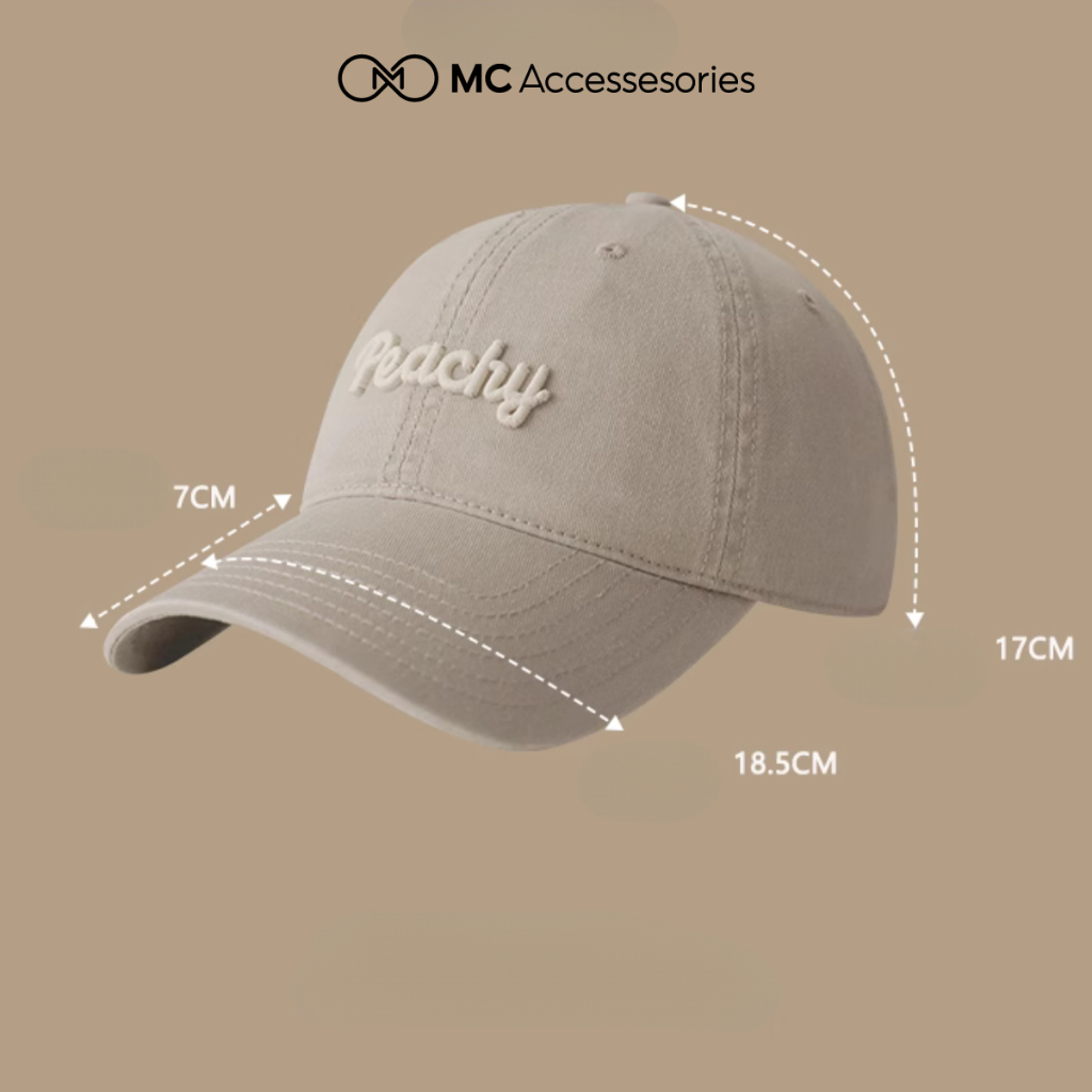 Mũ Lưỡi Trai  PEACHY MC Accessories Chất Vải Cotton Form Mềm 1 Lớp Thoáng Mát Khóa Inox Thu To Nhỏ Phù Hợp Nam Nữ
