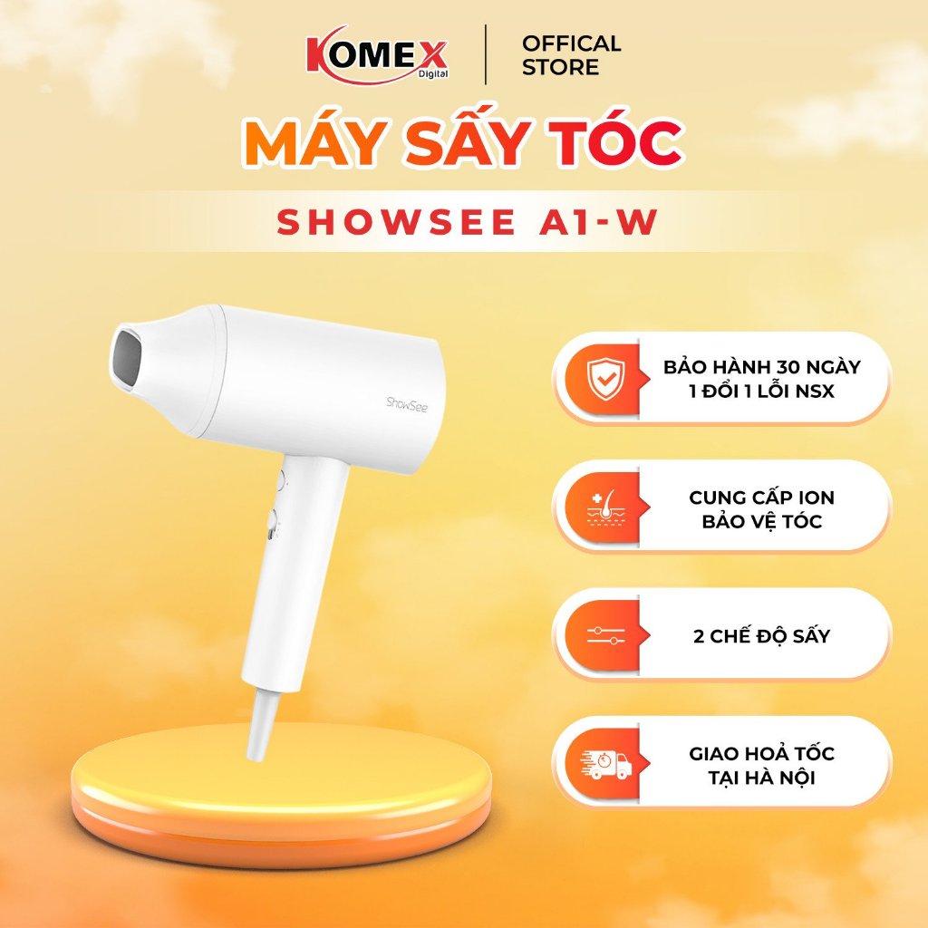 Máy sấy tóc Ion âm ShowSee A1-W Chống Xù Rối, Khô Tóc với Công suất 1800W thiết kế nhỏ gọn tinh thế chính hãng