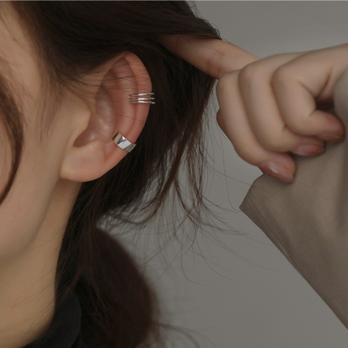 Khuyên tai, bông tai bạc kẹp vành Retro, bông tai không cần lỗ kẹp nam nữ cá tinh K81| TRANG SỨC BẠC HARMONY