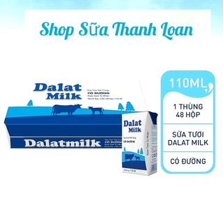 [HDS T10-2024] Thùng 48 Hộp Sữa tươi tiệt trùng Có Đường Dalat Milk 110ml.