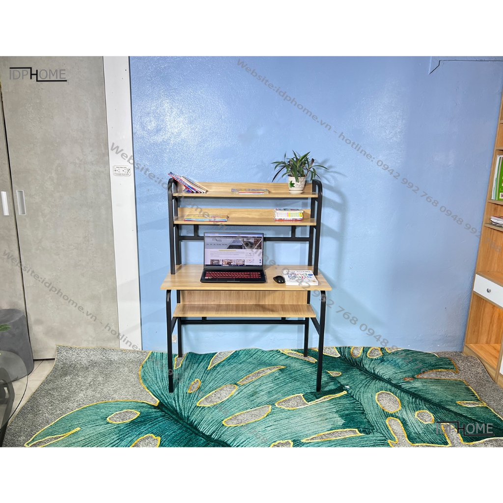 Bàn ghế học sinh có giá sách, bàn học cho bé, bàn làm việc cho học sinh sinh viên kết hợp chân sắt giá rẻ SP6809
