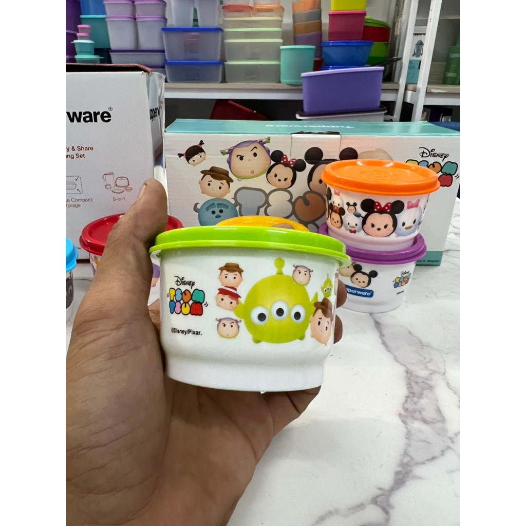 Hộp bảo quản thực phẩm Snack Cup  TUPPERWARE MALAYSIA, 1 SET 06 CÁI CHỨA TRONG VỎ HỘP GIẤY LÀM QUÀ TẶNG