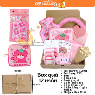 Set quà tặng bạn gái Túi chườm bụng kinh giữ ấm cơ thể 500ml lông mịn Gumihoo