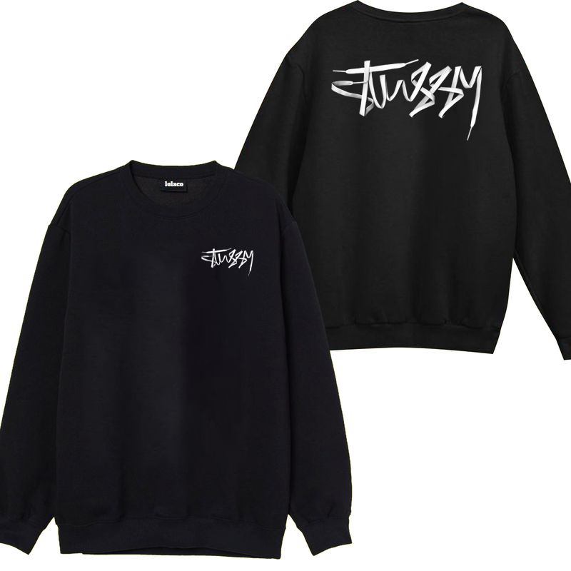 Áo sweater nỉ ngoại form rộng nam nữ chất cotton dày ấm in chữ ký STUSSY hottrend 2023