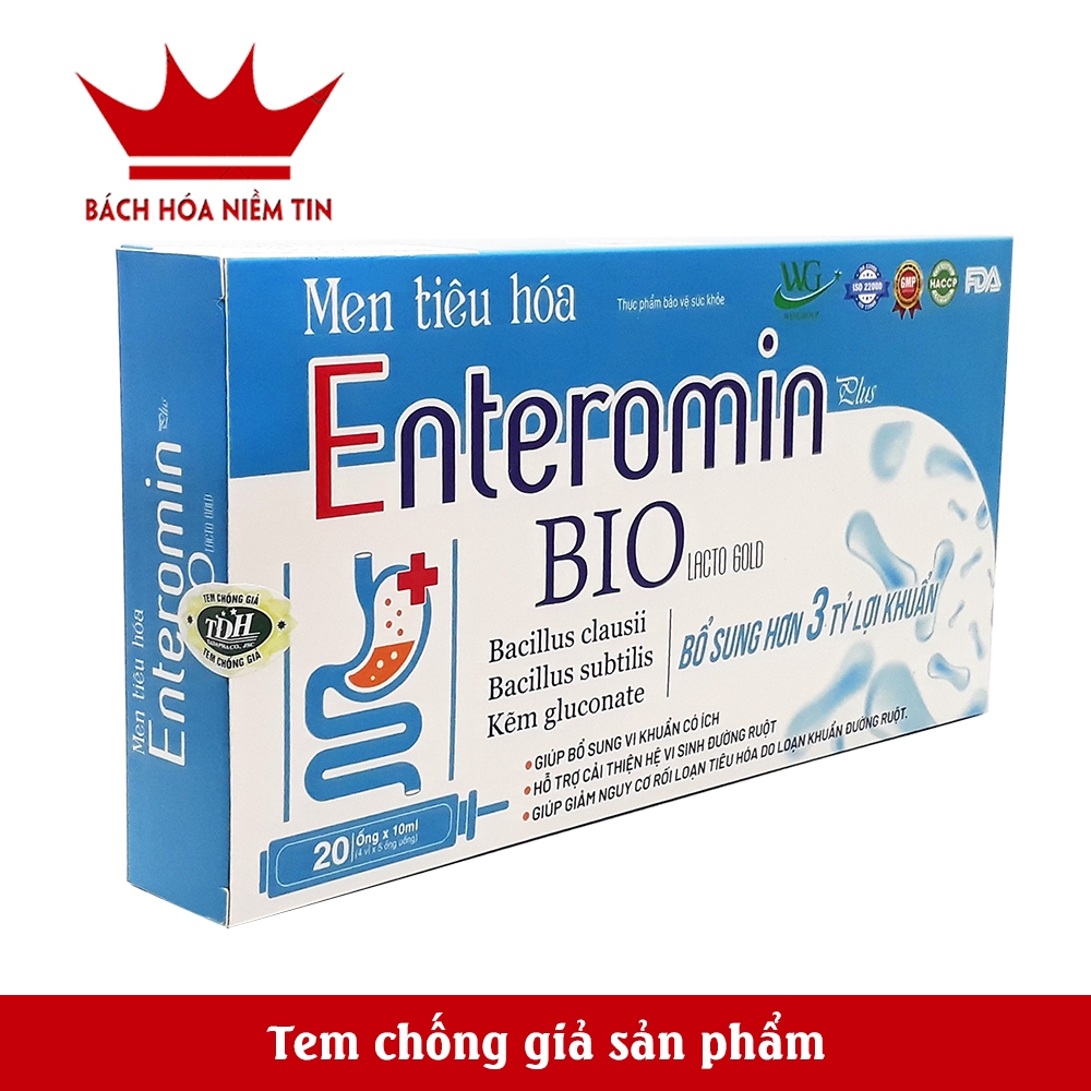 Men tiêu hóa cho bé giảm rối loạn đường ruột - vi sinh Entero Min giảm táo bón tiêu chảy - Hộp 20 ống - hàng chính hãng