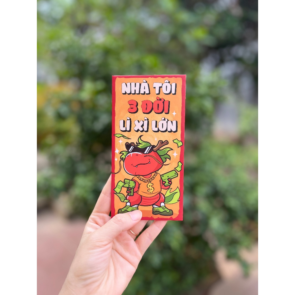 Sét 12 Bao Lì Xì Tết thiết kế đặc sắc - Hình chú Rồng ngộ nghĩnh - Giấy C150 cán mờ in sắc nét