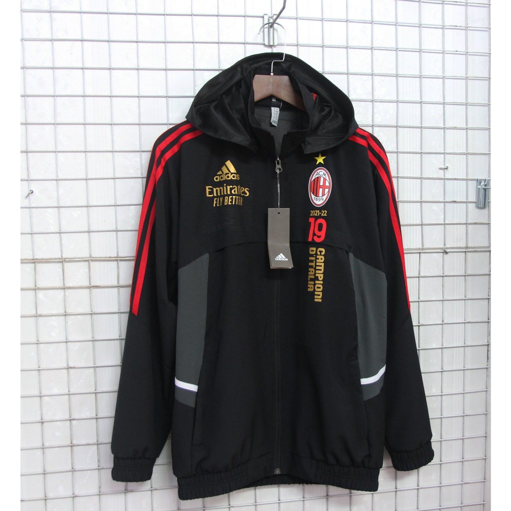 ÁO KHOÁC JACKET AC MILAN 2023 MÀU ĐEN MỚI NHẤT
