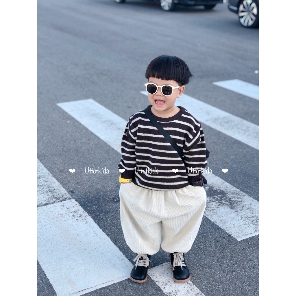 ÁO LEN SỌC DÀNH CHO BÉ GÁI VÀ BÉ TRAI PHONG CÁCH HÀN QUỐC RẤT ĐẸP FORM CHUẨN