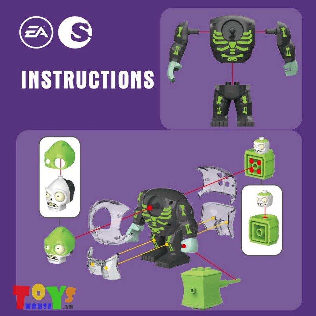 Mô hình lắp ráp zombie PvZ phong cách Lego