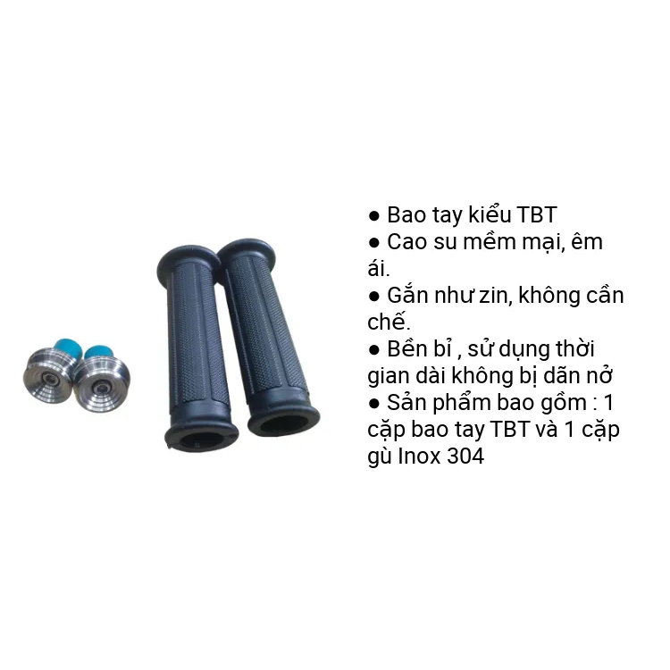 Combo 2 Bao Tay kiểu TBT siêu mềm Kèm 2 Gù Thái Salaya inox 304 Sáng Bóng Gắn Các Dòng Xe Máy