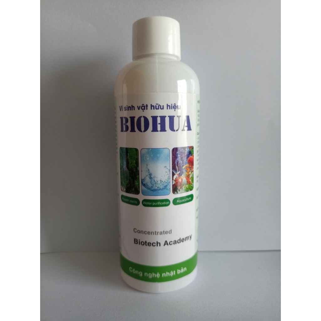 Men vi sinh cho bể cá| Vi sinh làm trong nước bể cá| Khử mùi hôi tanh| Phân hủy chất hữu cơ| men vi sinh BIOHUA| 100ml