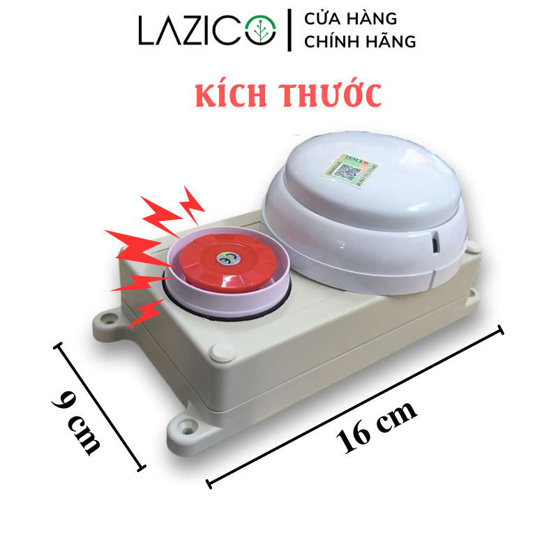 Bộ BÁO CHÁY TỰ ĐỘNG không dây tại chỗ còi hú âm lượng lớn dùng đầu báo khói đầu báo nhiệt LAZICO LC1