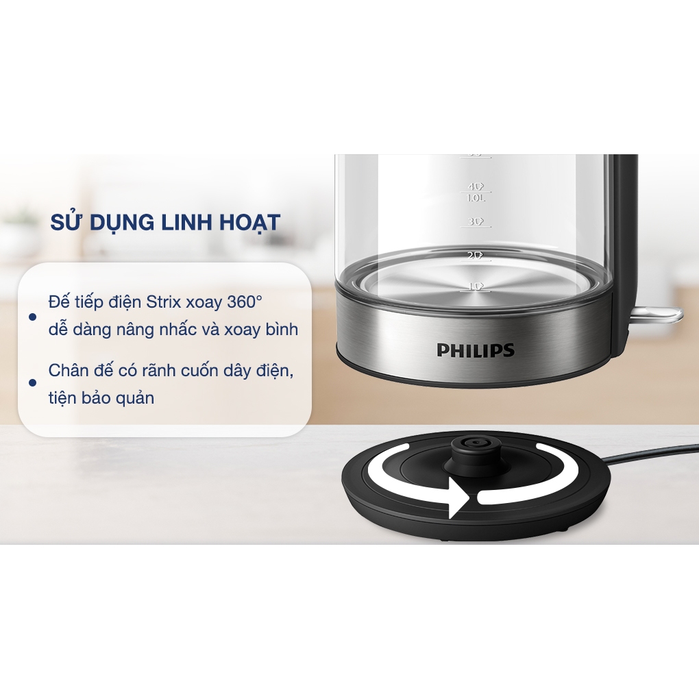 Bình đun siêu tốc 1.7 lít Philips HD9339/80