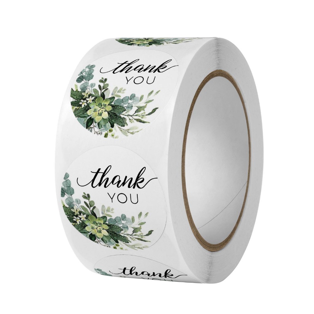 Cuộn 500 nhãn dán cảm ơn, sticker "thank you" cảm ơn hàng thiết kế nhiều mẫu cực đẹp