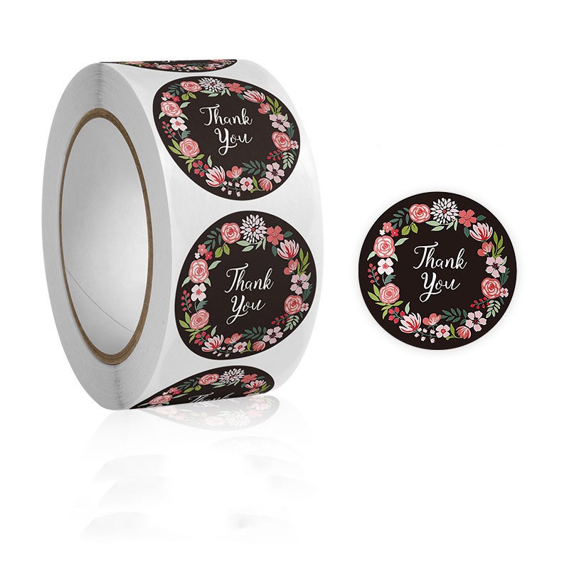 Cuộn 500 nhãn dán cảm ơn, sticker "thank you" cảm ơn hàng thiết kế nhiều mẫu cực đẹp