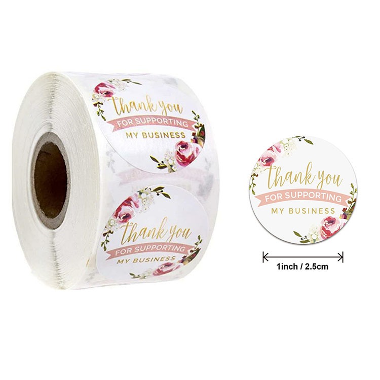 Cuộn 500 nhãn dán cảm ơn, sticker "thank you" cảm ơn hàng thiết kế nhiều mẫu cực đẹp
