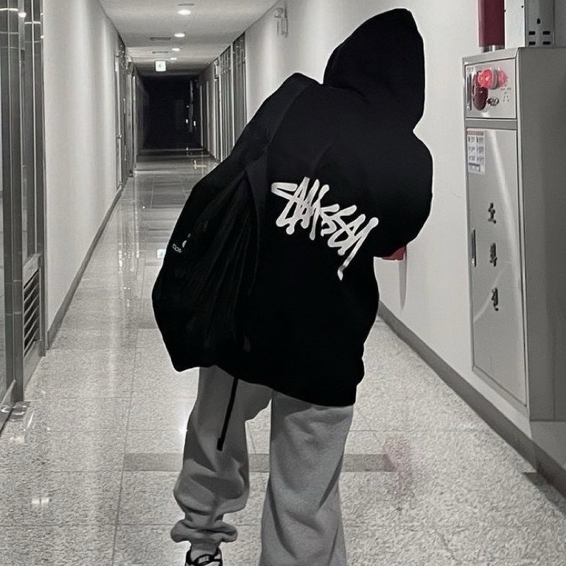 Áo Khoác Nỉ Hoodie Zip Stussy Form Rộng Mũ To