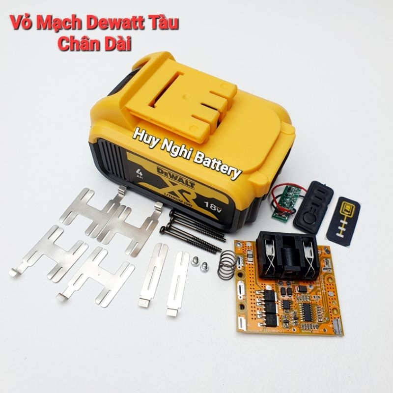 Vỏ Pin Dewalt Tàu Chân Ngắn  - Đóng Được 10 Cell 18650 - Có Led Báo Pin