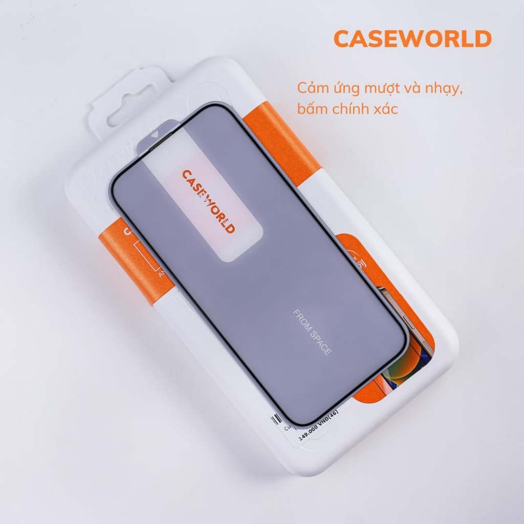 Siêu kính cường lực full màn hình CaseWorld Glass 0.33mm bảo vệ màng loa cho IPhone, 15  ProMax, 14 Plus , 13 trong suốt