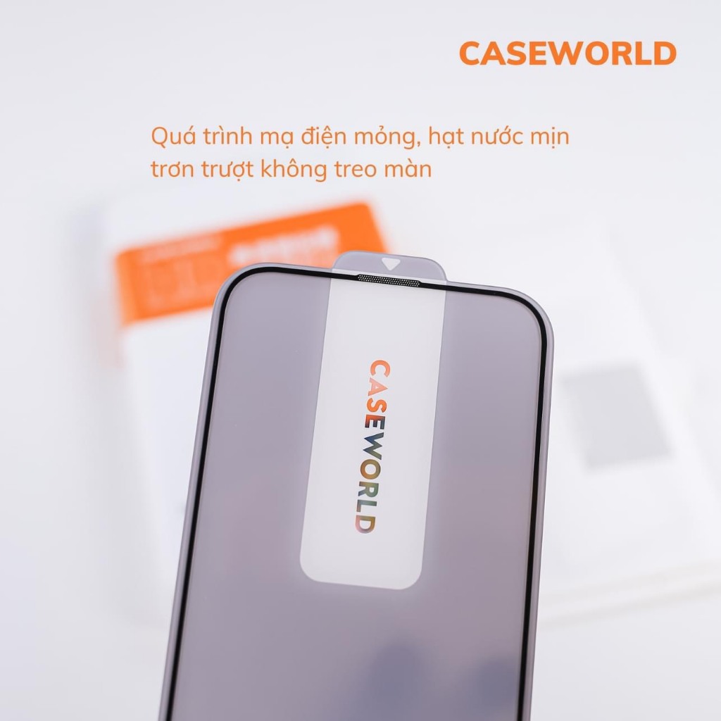 Siêu kính cường lực full màn hình CaseWorld Glass 0.33mm bảo vệ màng loa cho IPhone, 15  ProMax, 14 Plus , 13 trong suốt