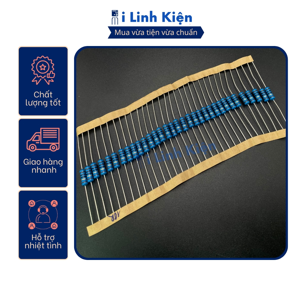 Điện trở 1W 47K-510K 1% chân đồng túi 10 con.