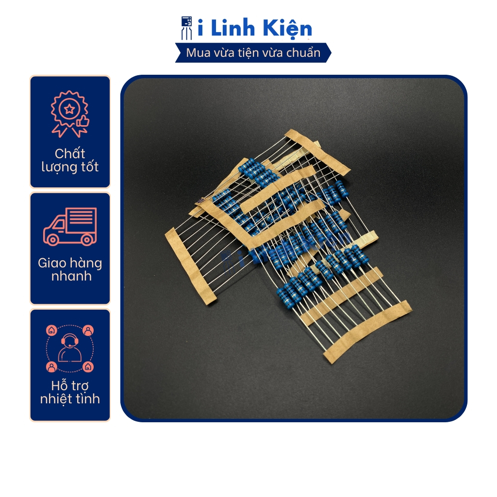 Điện trở 1W 47K-510K 1% chân đồng túi 10 con.