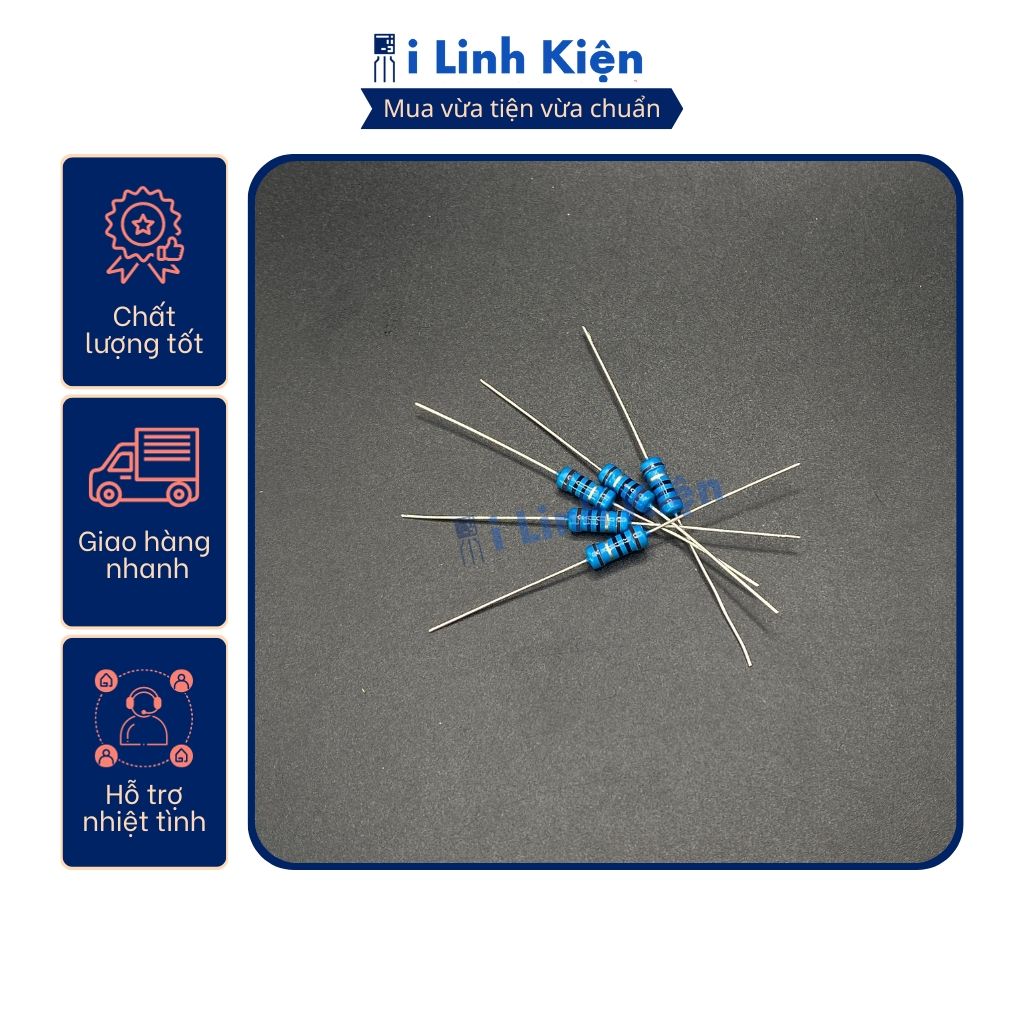 Điện trở 1W 47K-510K 1% chân đồng túi 10 con.