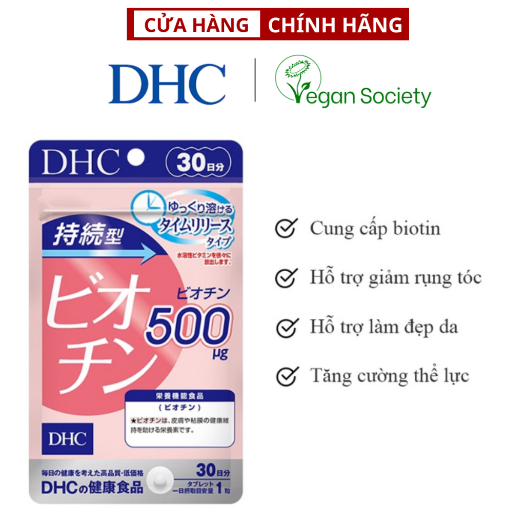 Viên Uống DHC Biotin Ngăn Rụng Tóc Và Đẹp Da Sustained Release Biotin 30 Ngày (30 Viên)