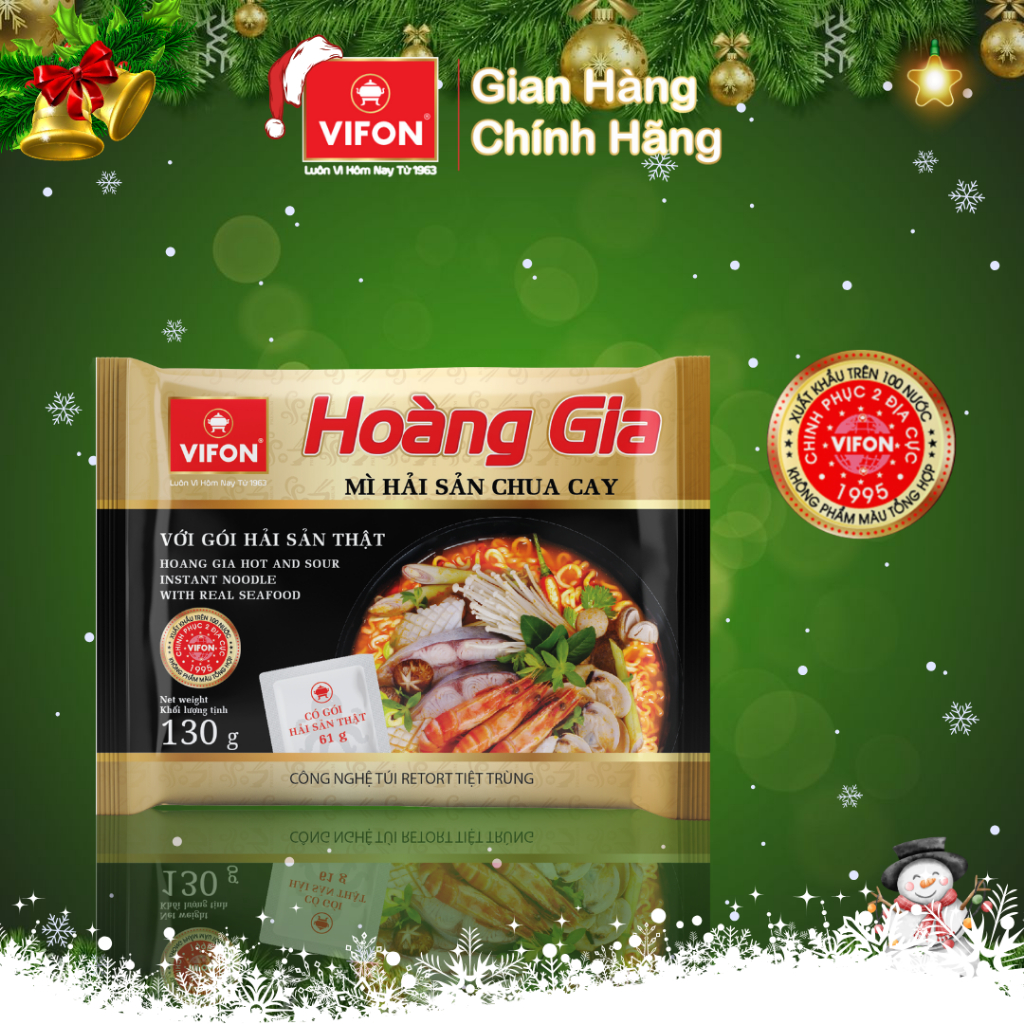 Thùng 18 gói Mì Hải Sản Chua Cay HOÀNG GIA VIFON 130gr / Gói