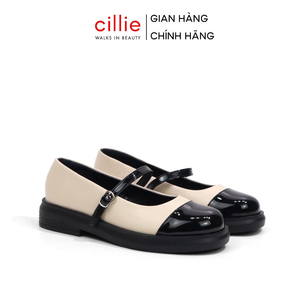 Giày Mary Jane Đế Bệt Cillie Da PU Đứng Form Giày Búp Bê Lolita Phong Cách Vintage 1012