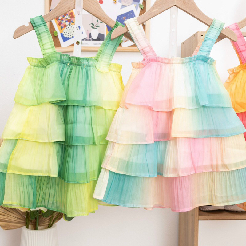 Váy dự tiệc bé gái 8-35kg, váy 2 dây 4 tầng cho bé gái e hàng cao cấp bán shop