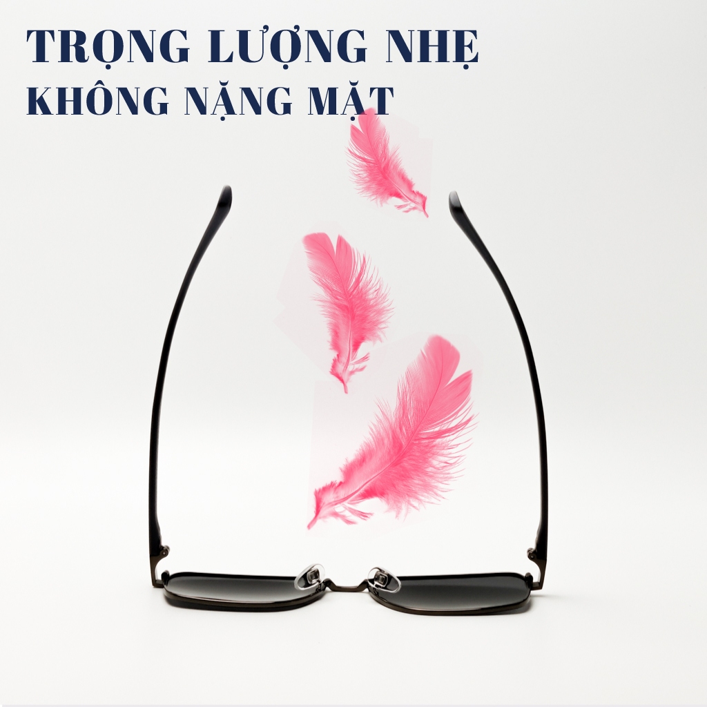 Kính đen gọng vuông LB Eyewear gọng kính mát chống chói, lóa chất liệu hợp kim cao cấp thời trang chống tia UV 9399