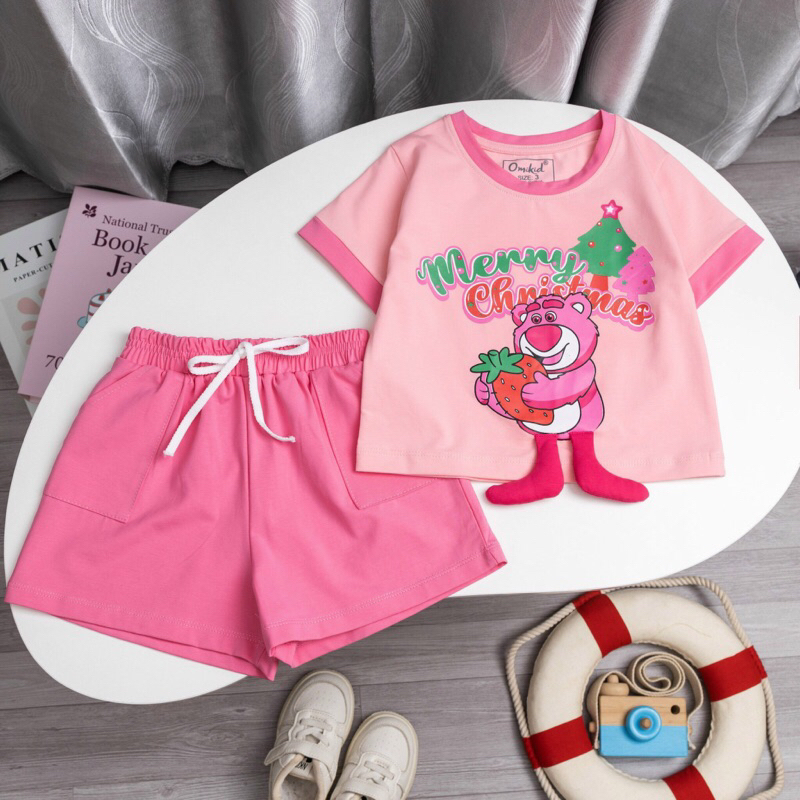 Bộ đùi Noel bé gái 8-40kg siêu đẹp , bộ quần áo cộc rủ cứ bé gái Omikid cao Cấp
