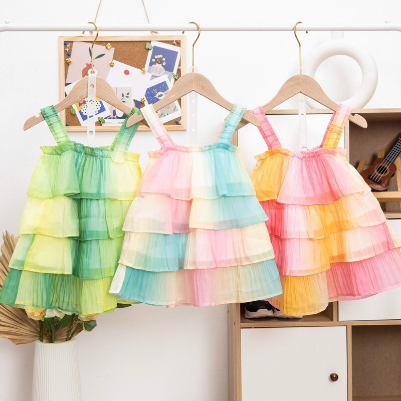 Váy dự tiệc bé gái 8-35kg, váy 2 dây 4 tầng cho bé gái e hàng cao cấp bán shop