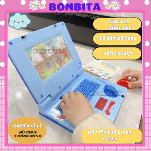 Đồ Chơi Laptop Máy Tính Cho Bé, Máy Tính Bảng Có Chuột Kèm Đèn Led Phát Nhạc Giúp Bé Hạn Chế Điện Thoại