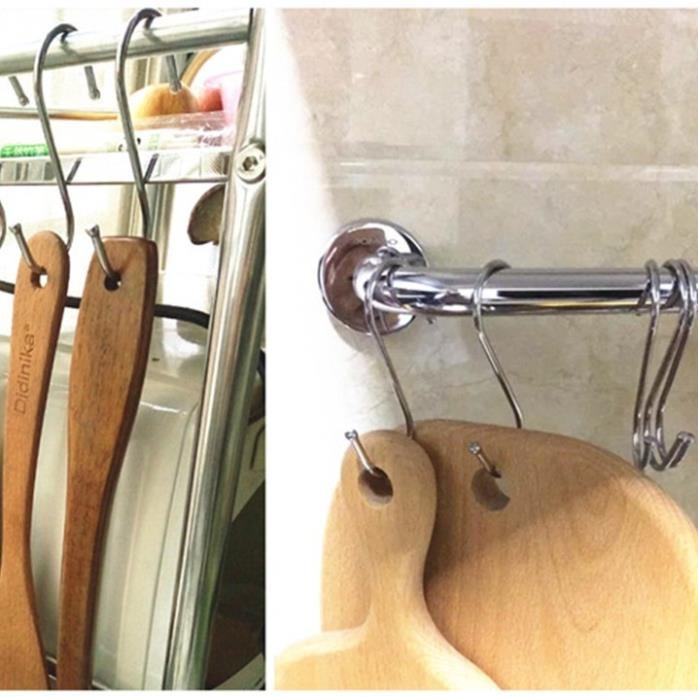 Móc treo đồ đa năng hình chữ s chất liệu inox 304 kích thước 7,4cm cỡ lớn, móc treo quần áo, giày dép