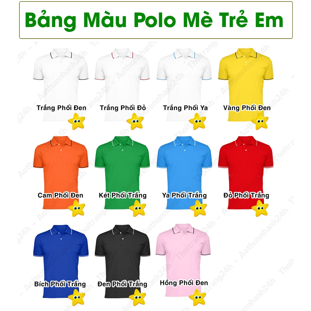 Áo Thun Có Cổ Polo Trẻ Em Cho Bé THOITRANG24H Nhiều Màu Chất Thun Mè Miềm Mịn Nhẹ Mát Bé Mặc Rất Thích