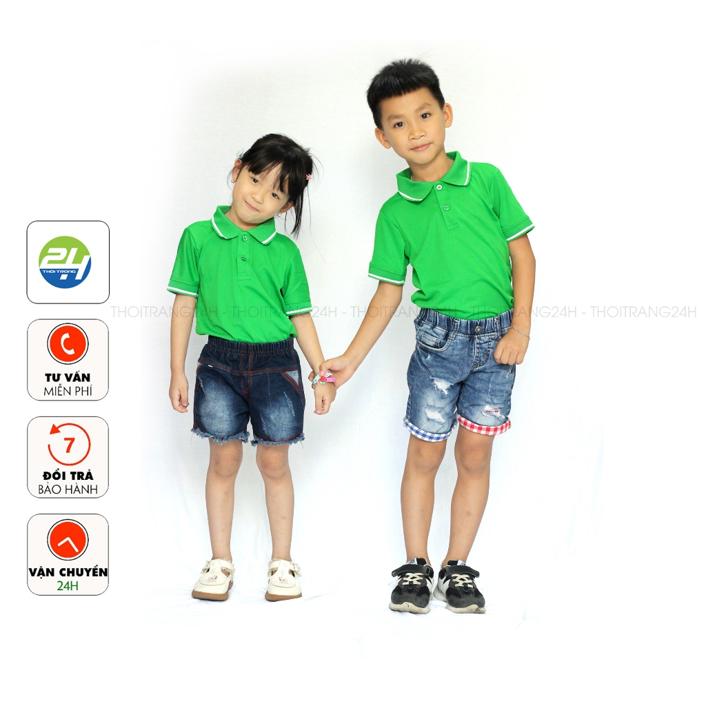 Áo Thun Có Cổ Polo Trẻ Em Cho Bé THOITRANG24H Nhiều Màu Chất Thun Mè Miềm Mịn Nhẹ Mát Bé Mặc Rất Thích