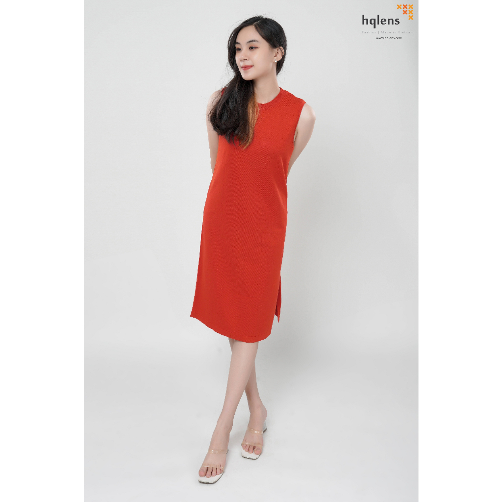 hqlens Đầm len gile nữ, xẻ tà H2220